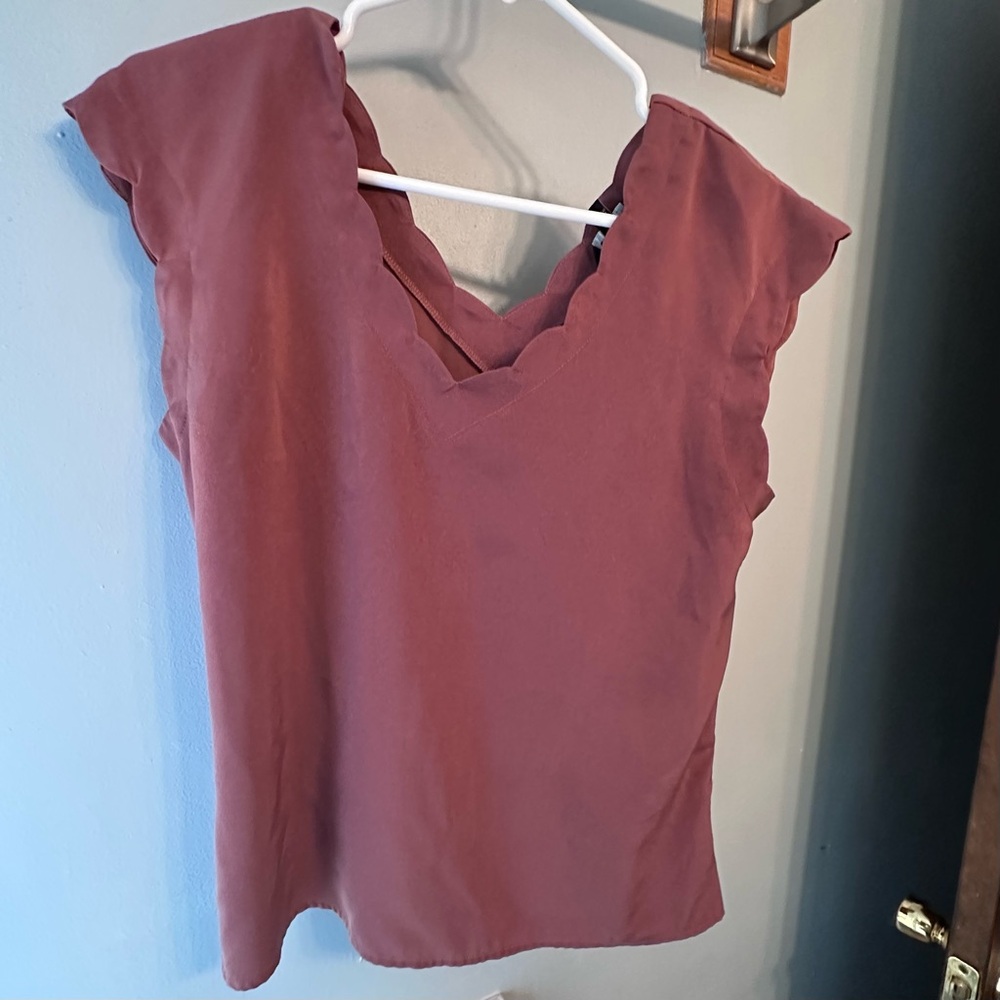 Express Pink Ruffled Cap Sleeve Blouse